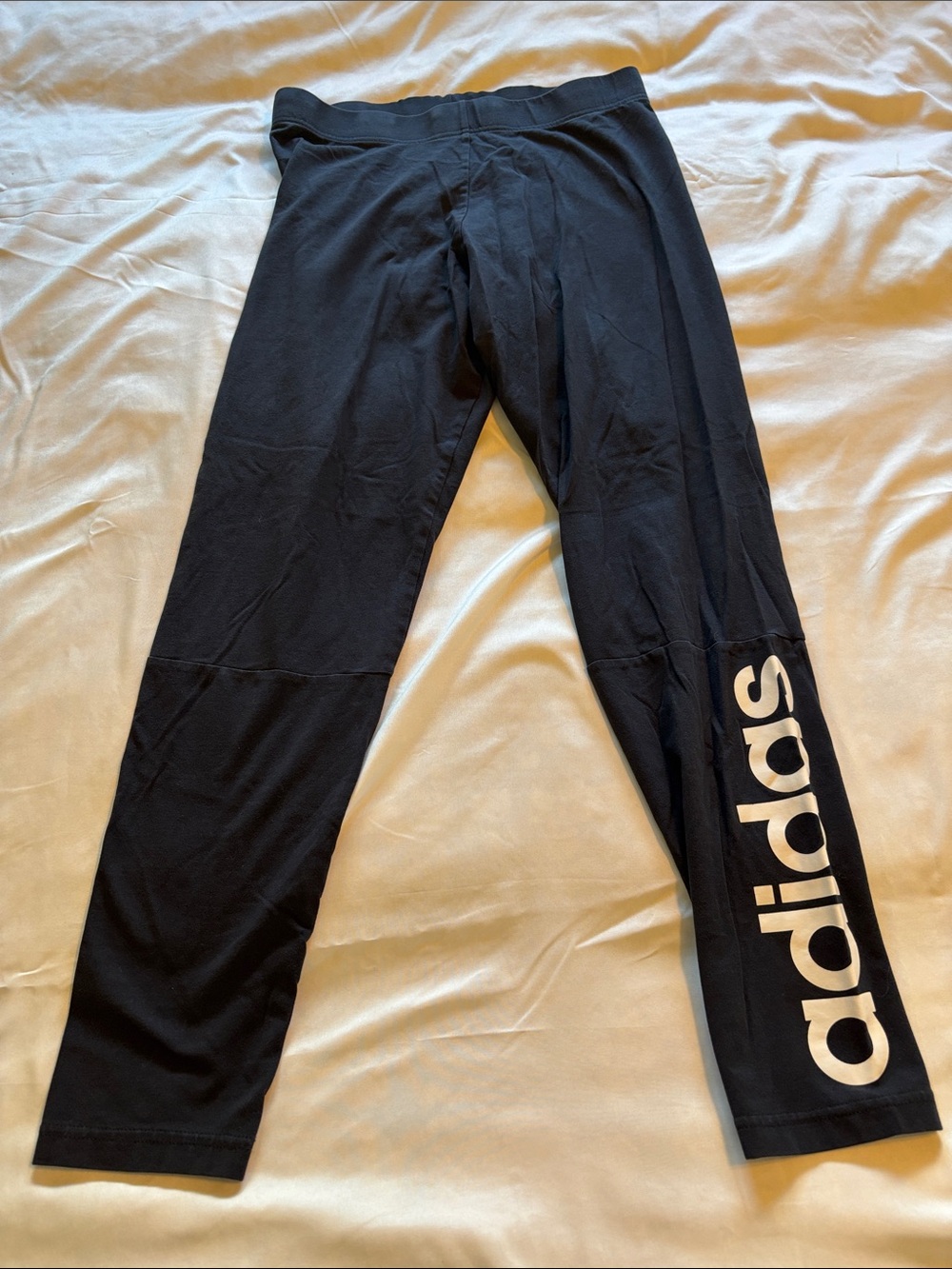adidas Black Leggings with White Side Logo